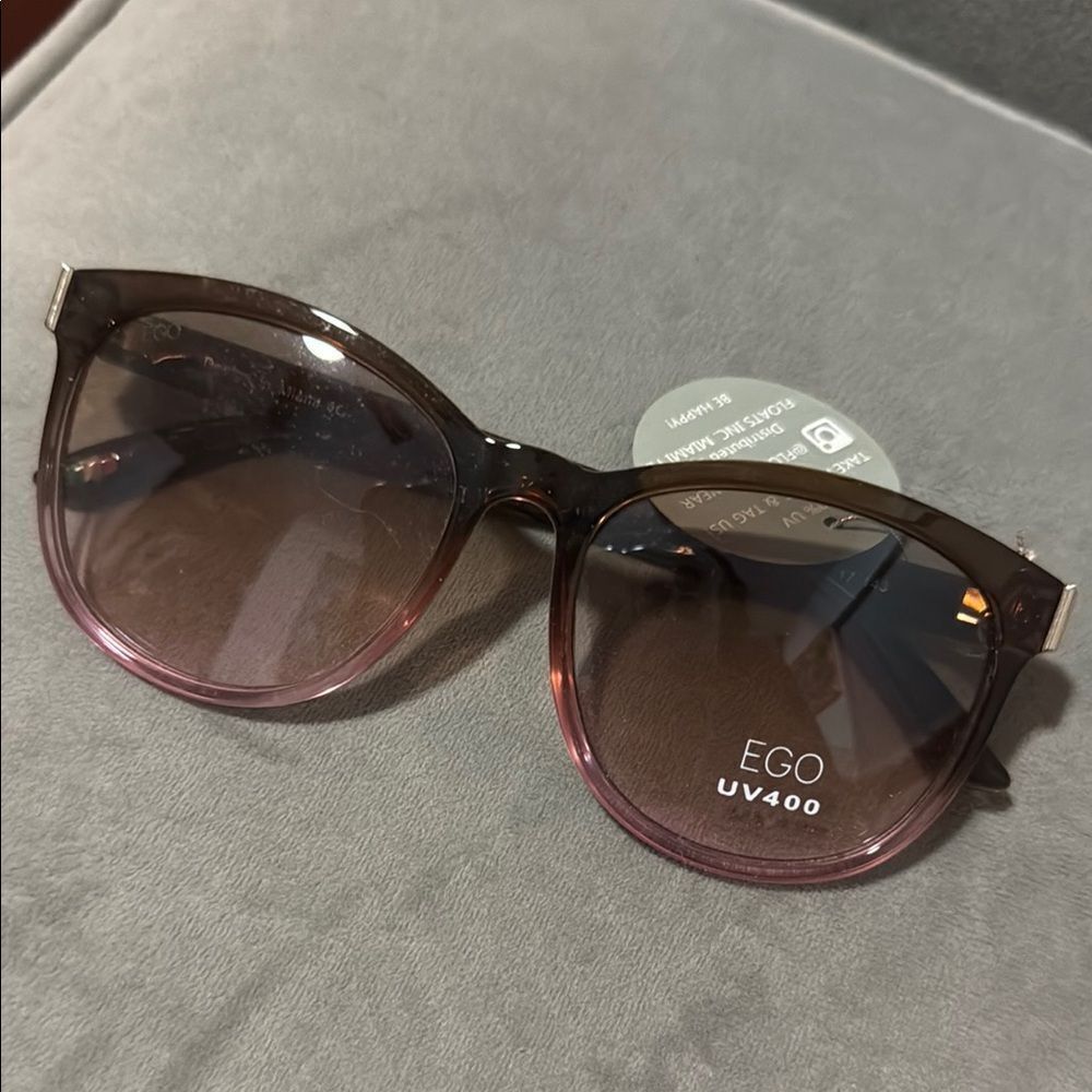 EGO Pink & Brown Oversized Sunglasses BRAND NEW Plastic Frame 100% UVA